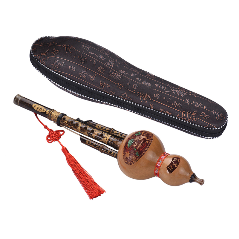 Musical Instrument Lute - Chinese Handmade Black Bamboo Hulusi Gourd