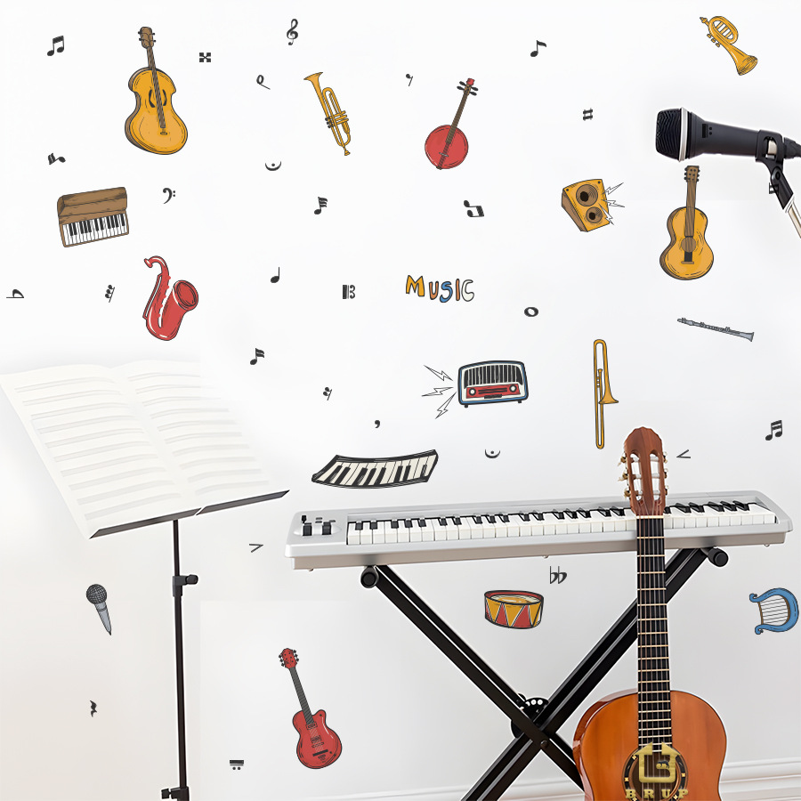 Musical Instrument Diy For Kids - Musical Instruments Wall Sticker DIY Vinyl