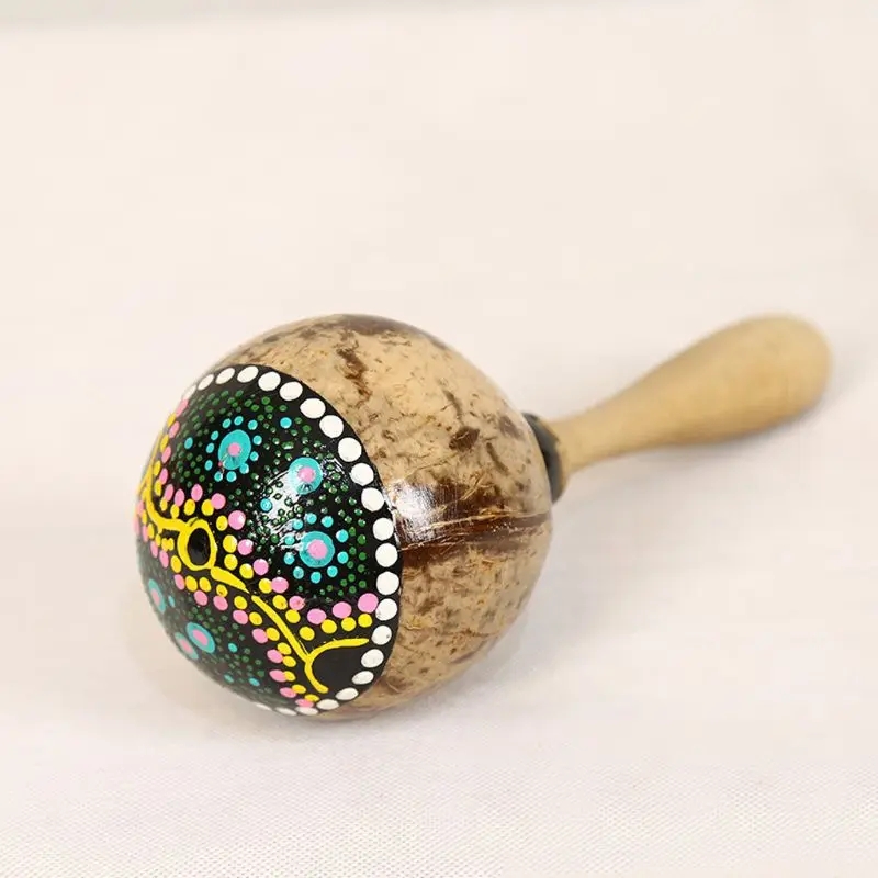 Musical Instrument Maraca - Painted Coconut Shell Maracas Natural Coconut