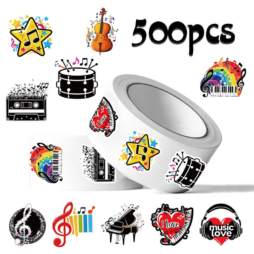 Musical Instrument Diy For Kids - 500pcs Roll Stickers Musical Instrument Notes