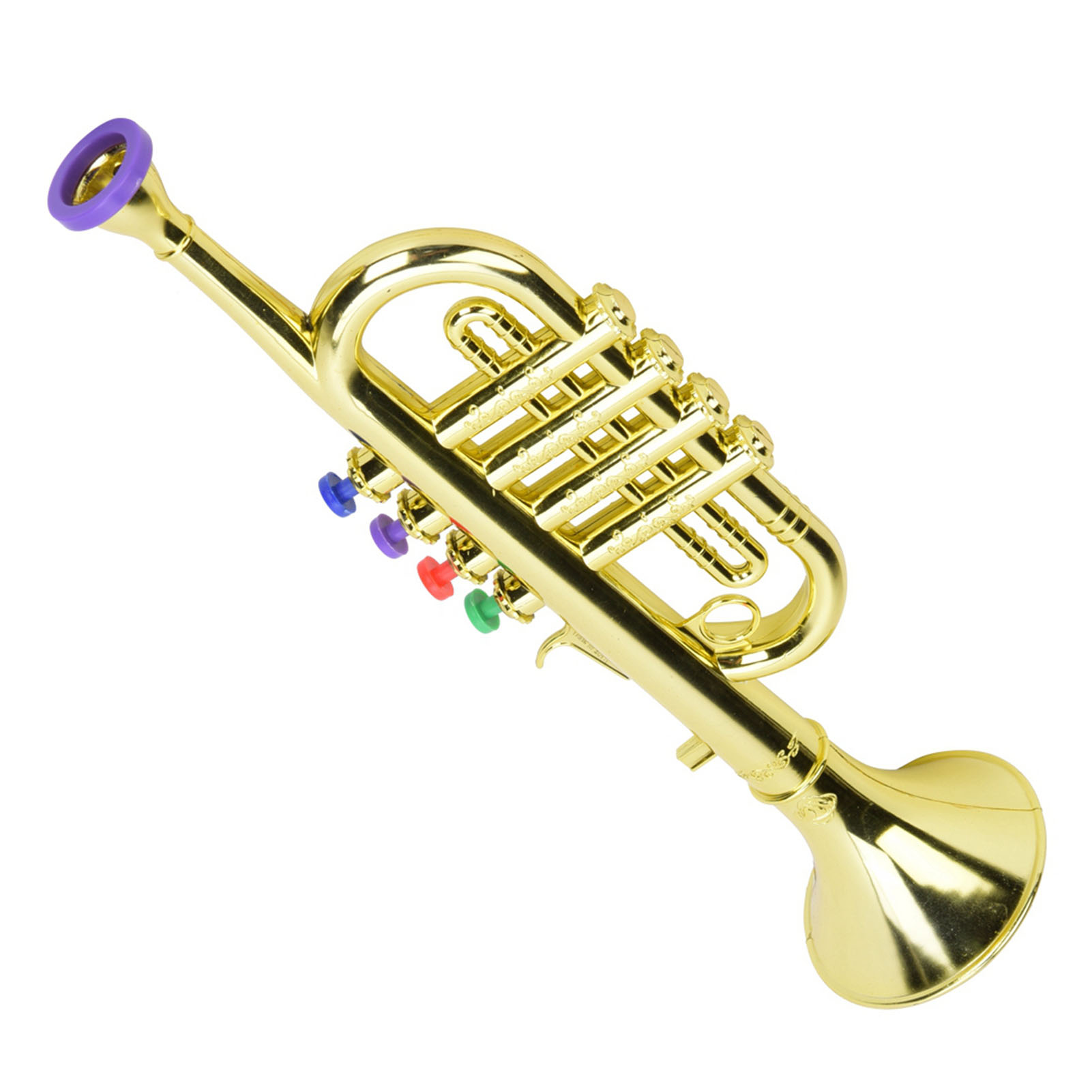 Musical Instrument Drawing - Kid Trumpet Golden Coated Plastic Children