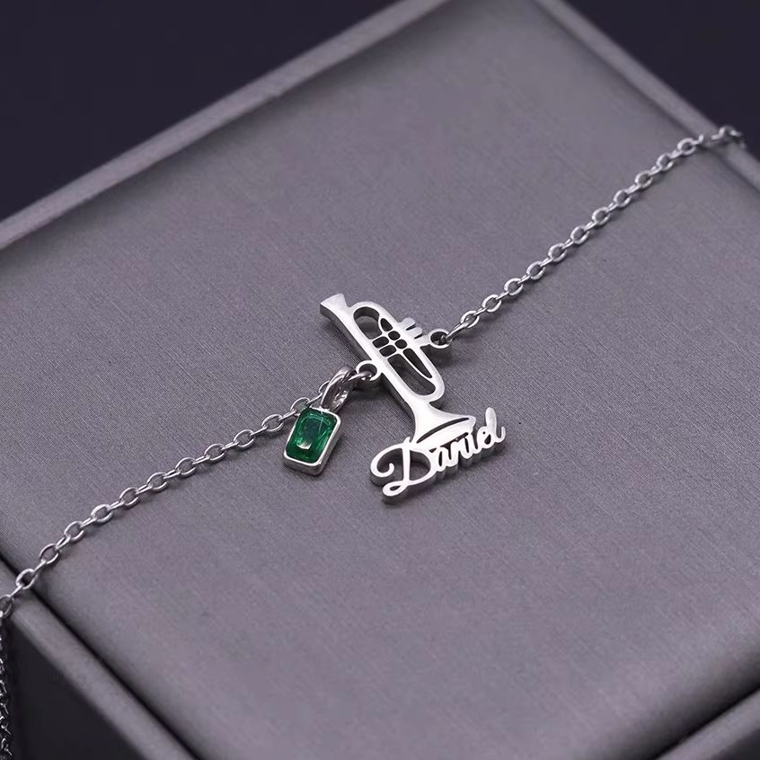 Musical Instrument And Names - Todorova Custom Name Trumpet Bracelet, Musical