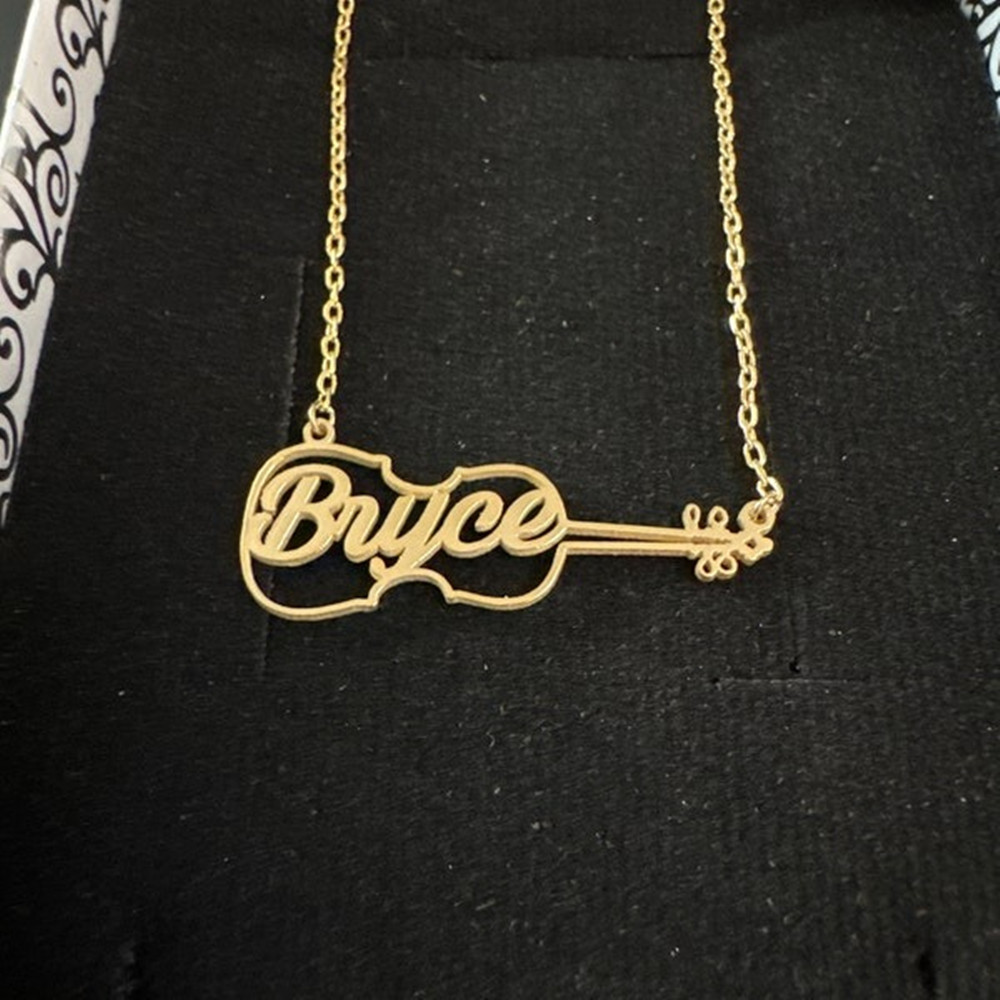 Musical Instrument And Names - Custom Personalized Violin Necklace Gold Plated
