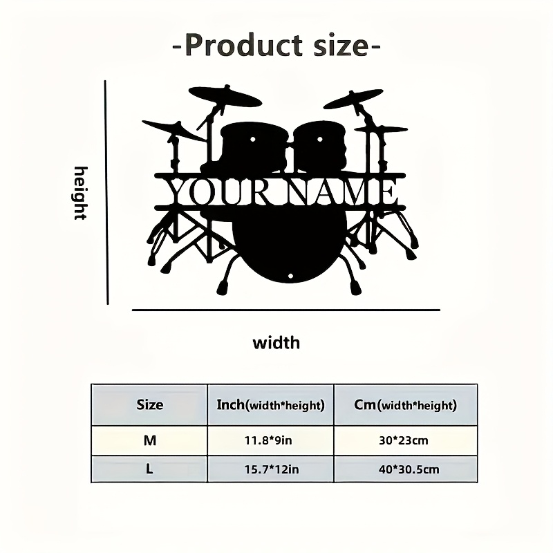 Custom Drum Set Metal Wall Art - Musical Instrument And Names review and price