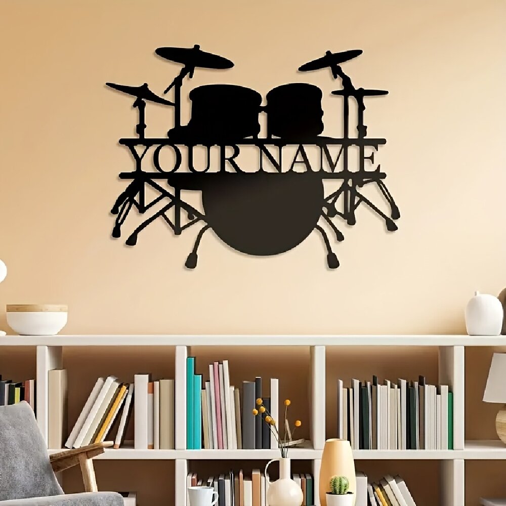 Custom Drum Set Metal Wall Art - Musical Instrument And Names review and price