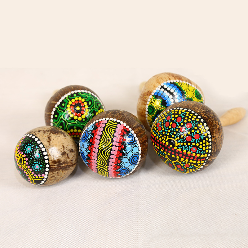 Painted Coconut Shell Maracas  - Musical Instrument Maraca review and price