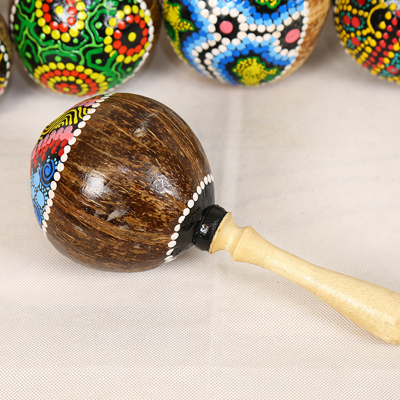 Painted Coconut Shell Maracas  - Musical Instrument Maraca review and price
