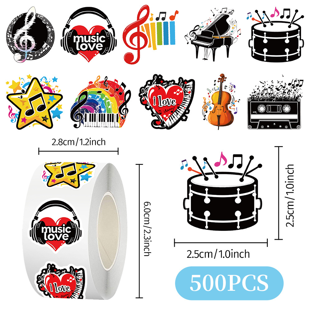 500pcs Roll Stickers Musical I - Musical Instrument Diy For Kids review and price