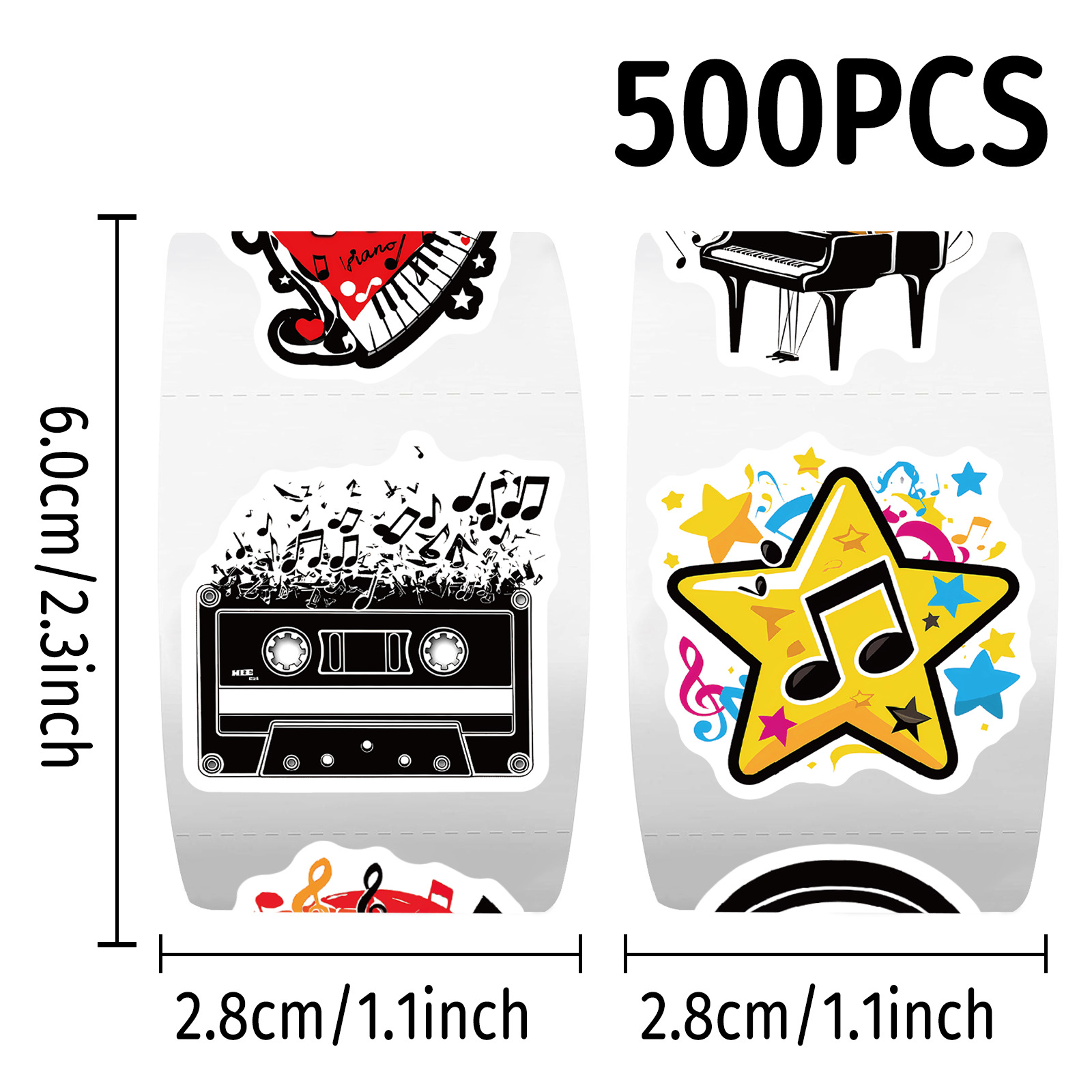 500pcs Roll Stickers Musical I - Musical Instrument Diy For Kids review and price