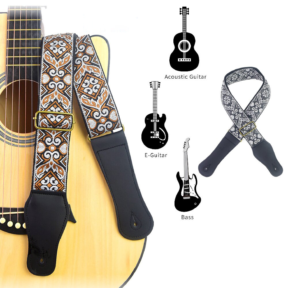 Guitar Strap Embroidered Print - Musical Instrument Types review and price