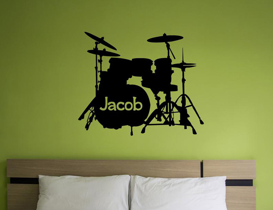 Drum Set Wall Decal Custom Nam - Musical Instrument And Names review and price
